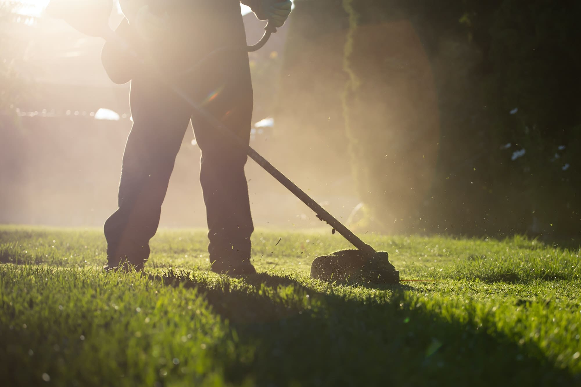 JPS operative mowing grass on a commercial site